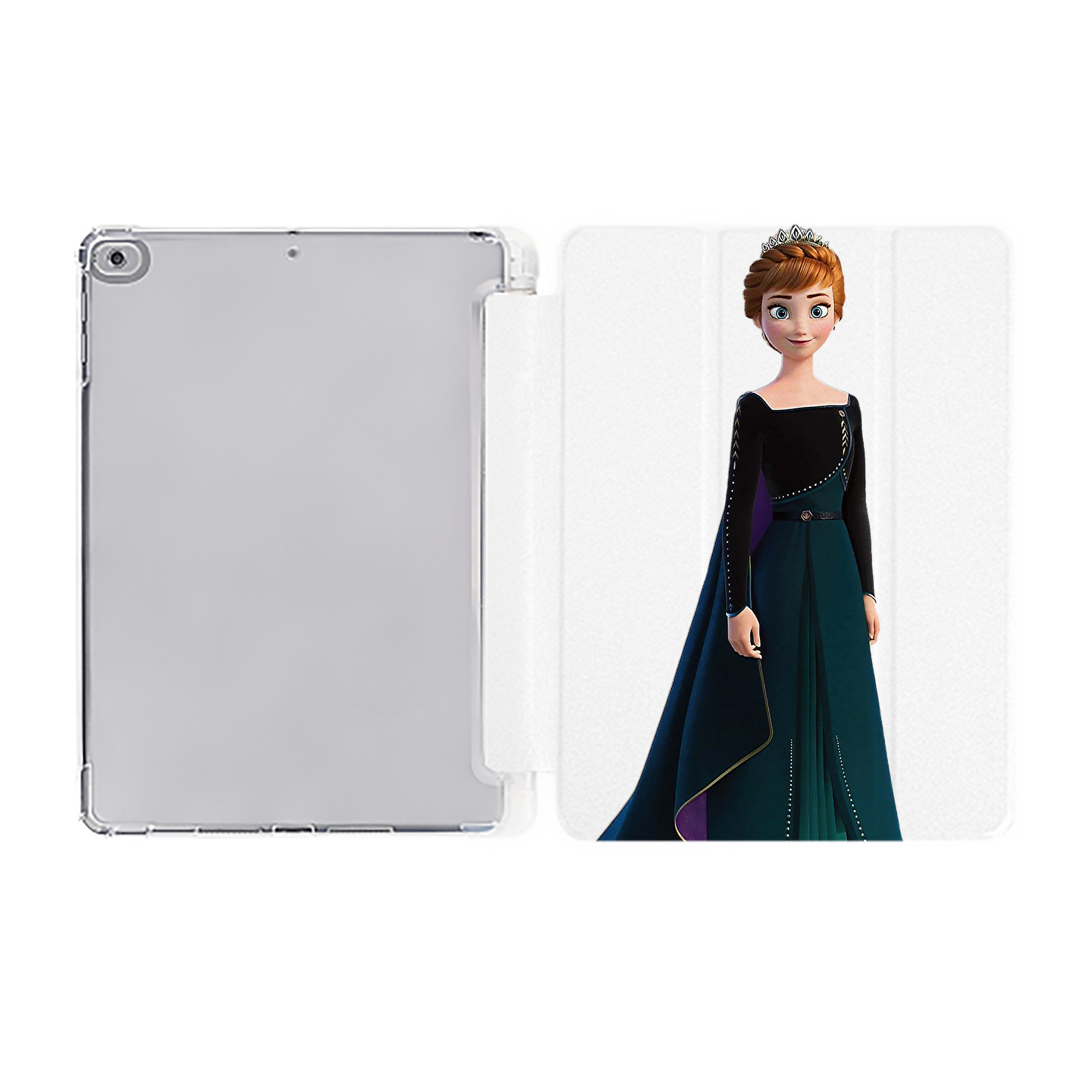 （画像用） アナと雪の女王 アンナ エルサ Frozen Anna Elsa IPad ケース ペン収納付き 三つ折りスタンド PUレザー×シリコン 対応機種9.5/10.5/10.9インチ